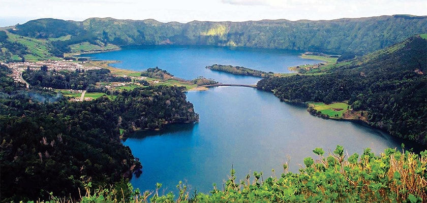 Deep blue crater lake
